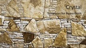  Presentation with stacked stone wall - Slides with stone wall pattern natural surface background and a coral colored foreground