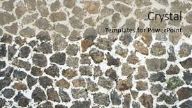  Presentation with stone age - Slide deck with stone wall texture background background and a mint green colored foreground