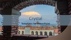  Presentation with tower - Presentation design with stone-walls-and-tower background and a light blue colored foreground