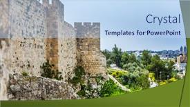  Presentation with jerusalem - Audience pleasing PPT theme consisting of stone-walls-of-jerusalem-sprouted backdrop and a sky blue colored foreground
