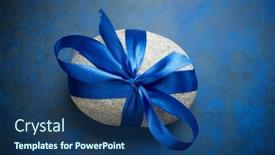  Presentation with stone - Cool new PPT theme with stone-with-a-blue-bow backdrop and a ocean colored foreground