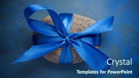  Presentation with stone - Beautiful slides featuring stone-with-a-blue-bow backdrop and a ocean colored foreground