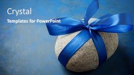  Presentation with stone - Slides having stone-with-a-blue-bow background and a teal colored foreground