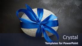  Presentation with stone - Audience pleasing theme consisting of stone-with-a-blue-bow backdrop and a ocean colored foreground
