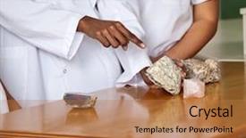  Presentation with teacher - Cool new slides with stone with students in science backdrop and a coral colored foreground