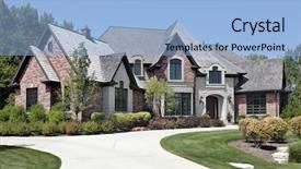  Presentation with brick - Audience pleasing presentation consisting of stone wood - large brick home in suburbs backdrop and a light blue colored foreground