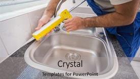  Presentation with tiles - Beautiful presentation theme featuring stone work - plumber putting filling backdrop and a light gray colored foreground