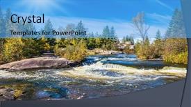  Presentation with water sun - Cool new PPT theme with stones and low fir-tree backdrop and a light blue colored foreground