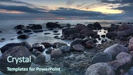  Presentation with rustic purple floral pebble water - Slides featuring stones and pebbles in water background and a ocean colored foreground
