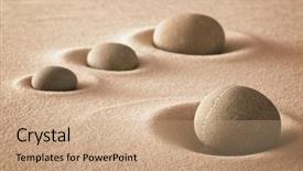  Presentation with garden sand - PPT theme consisting of stones and sand zen garden background and a coral colored foreground