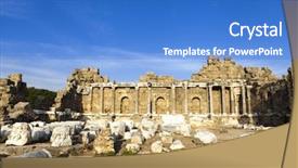  Presentation with destroyed city - Slides enhanced with stones and walls with ornament background and a  colored foreground