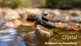  Presentation with zen stones - Cool new PPT layouts with stones arranged in zen towers by the river bed on a summers day backdrop and a tawny brown colored foreground