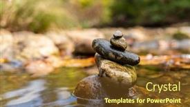  Presentation with zen stones - Presentation theme having stones-arranged-in-zen-towers background and a tawny brown colored foreground