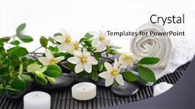  Presentation with spa - Audience pleasing PPT theme consisting of stones candle lying on gardenia backdrop and a white colored foreground