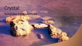  Presentation with soft colors - Beautiful presentation theme featuring stones in a water soft sunset blue and pink colors backdrop and a coral colored foreground