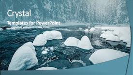 Presentation with top view of amazon river - Amazing PPT theme having stones in frosty day location backdrop and a teal colored foreground