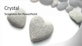  Presentation with shape heart - Slide deck having stones in shape of heart background and a white colored foreground