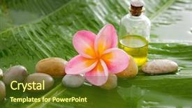  Presentation with oil and gas - Presentation theme with stones massage oil on banana background and a tawny brown colored foreground