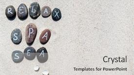  Presentation with stones and sand - Theme featuring sea sands - stones on the sand background background and a light gray colored foreground
