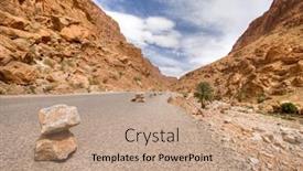  Presentation with stones - Colorful presentation theme enhanced with stones-on-wild-desert-road backdrop and a coral colored foreground