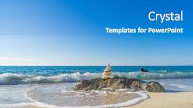  Presentation with harmony - Theme enhanced with stones pyramid on sand symbolizing zen harmony balance ocean in the background background and a teal colored foreground