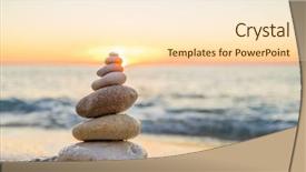  Presentation with harmony - Colorful slide deck enhanced with stones pyramid on sand symbolizing backdrop and a cream colored foreground