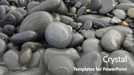 Presentation with rustic purple floral pebble water - Beautiful presentation theme featuring stones rivers - background of beach pebble backdrop and a gray colored foreground