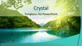  Presentation with deep - Audience pleasing theme consisting of stones rivers - lake in deep forest backdrop and a yellow colored foreground