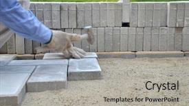  Presentation with paving - Cool new presentation design with stones tiles - municipal construction workers paving backdrop and a light gray colored foreground