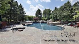  Presentation with swimming pool - Amazing theme having stones tiles - swimming pool of luxury home backdrop and a light gray colored foreground