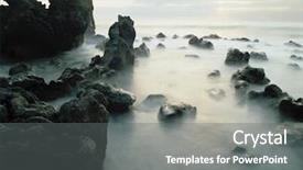  Presentation with geology rocks - Slide set consisting of stones water - rocks on coastline shrouded background and a  colored foreground