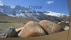  Presentation with stones - Amazing presentation theme having stones-with-buddhistic-inscription backdrop and a teal colored foreground