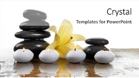  Presentation with white candles - Presentation design featuring stones with candles and lily background and a  colored foreground