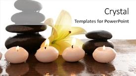  Presentation with white candles - Colorful presentation design enhanced with stones with candles and lily backdrop and a white colored foreground