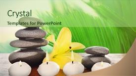  Presentation with spa stones leaves - Theme enhanced with stones with candles and lily background and a  colored foreground