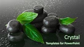  Presentation with spa stones leaves - Slide deck consisting of stones with drops and green background and a tawny brown colored foreground