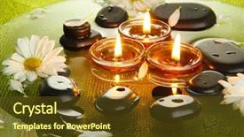  Presentation with candles - Audience pleasing PPT theme consisting of stones with flowers and candles backdrop and a tawny brown colored foreground