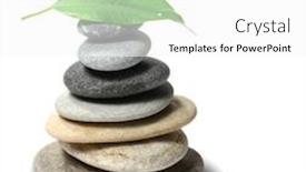  Presentation with water leaf - Slide deck consisting of spirituality meditation template - stones with leaf and water background and a white colored foreground
