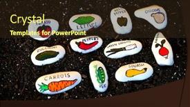  Presentation with rich - PPT theme with stones-with-paintings-of-vetables background and a wine colored foreground