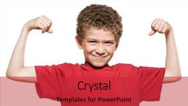  Presentation with strong - Beautiful presentation featuring stong child - little caucasian strong boy portrait backdrop and a red colored foreground