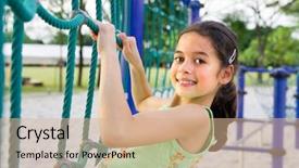  Presentation with mountain climbing rope - Slide deck enhanced with stong child - young girl enjoying the climbing background and a  colored foreground