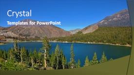  Presentation with yosemite - Presentation design having stony-coast-of-mountain-lake background and a teal colored foreground