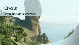  Presentation with sea - PPT theme having stony-figure-and-sea background and a sky blue colored foreground