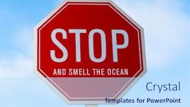  Presentation with smell - Theme featuring stop and smell the ocean traffic street sign in southern california background and a sky blue colored foreground