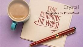  Presentation with positive mindset - PPT layouts having stop-assuming-the-worst-inspirational background and a lemonade colored foreground