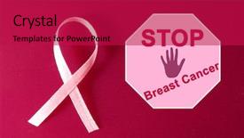  Presentation with breast cancer - Beautiful presentation design featuring stop breast cancer poster backdrop and a crimson colored foreground