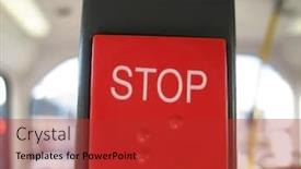  Presentation with bus stop - Beautiful PPT theme featuring stop button in a bus backdrop and a red colored foreground