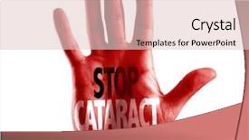  Presentation with eye cataract - Theme enhanced with stop cataract written on hand background and a lemonade colored foreground