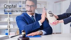  Presentation with bribe - Slides having stop corruption - judge in bribe concept background and a  colored foreground