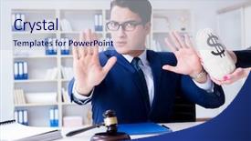  Presentation with bribe - Cool new PPT layouts with stop corruption - judge in bribe concept backdrop and a  colored foreground